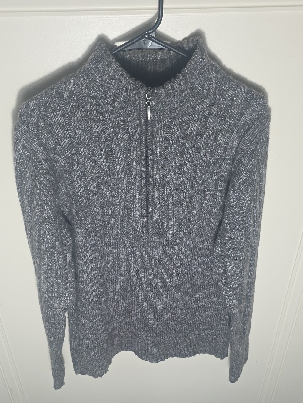 Michael Brandon Gray Half-Zip Ribbed Knit Sweater